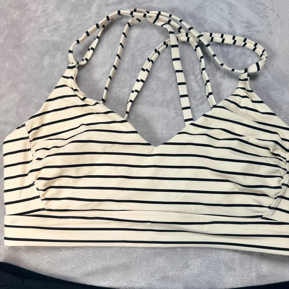 CALIA Striped Bikini Top and Time and Tru Swim Shorts Set Womens Large L 12-14